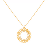 Diamonique Curb Design Pendant with Chain Size 18"+2", Gold Clad Sterling Silver